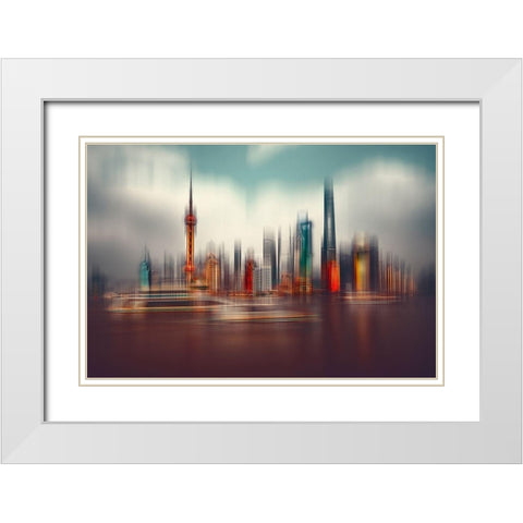 Colors Of Shanghai White Modern Wood Framed Art Print with Double Matting by Chiriaco, Carmine