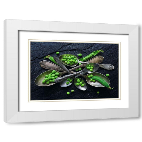 Spoonsagreen Pea White Modern Wood Framed Art Print with Double Matting by Karina, Aleksandrova