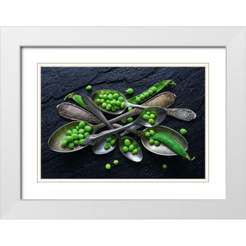 Spoonsagreen Pea White Modern Wood Framed Art Print with Double Matting by Karina, Aleksandrova