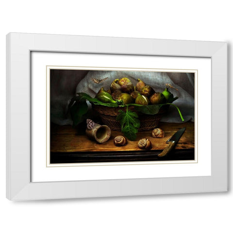 Still Life With Figs White Modern Wood Framed Art Print with Double Matting by MARCEL, Christian