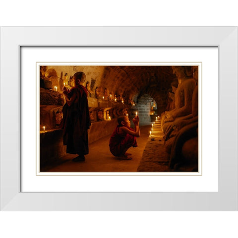 No.97 White Modern Wood Framed Art Print with Double Matting by M, Adirek