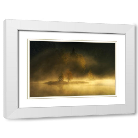 Autumnsphere White Modern Wood Framed Art Print with Double Matting by Borggreve, Ellen