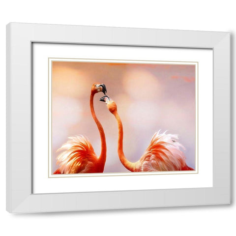 The Kiss White Modern Wood Framed Art Print with Double Matting by Cseresnjes, Anna