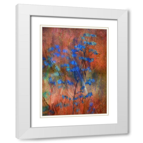 Colors Dance On Flowers White Modern Wood Framed Art Print with Double Matting by Devos, Delphine