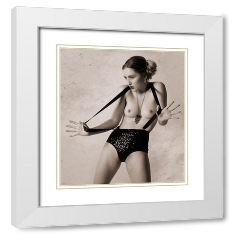 Elastic Lady White Modern Wood Framed Art Print with Double Matting by Springgay, Daniel