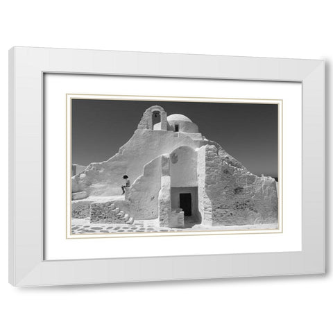 Paraportiani,Mykonos-Greece White Modern Wood Framed Art Print with Double Matting by Cho, Charles