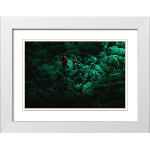 The Green Field White Modern Wood Framed Art Print with Double Matting by Song, Gunarto