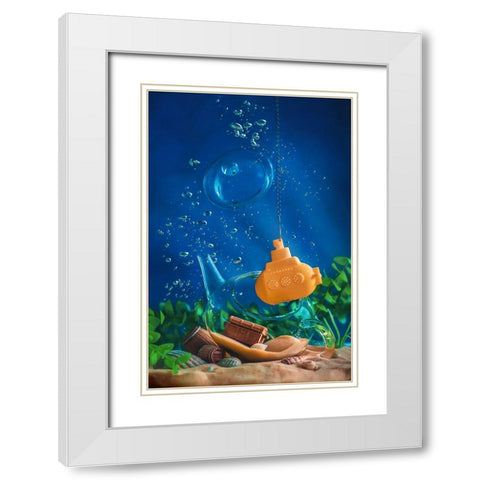 Underwater Teatime White Modern Wood Framed Art Print with Double Matting by Belenko, Dina