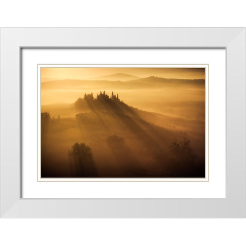 Tuscany Sunlight White Modern Wood Framed Art Print with Double Matting by Anton, Rostovskiy
