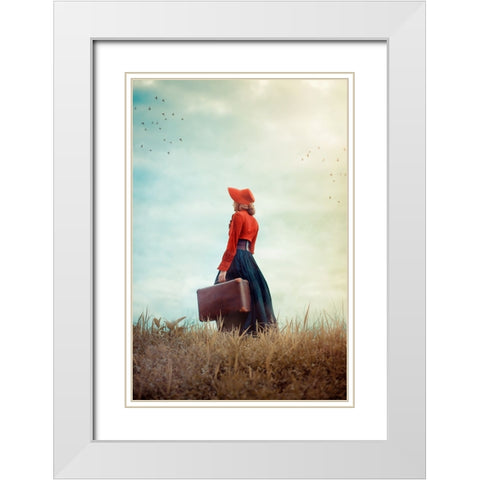 Make Me Stay White Modern Wood Framed Art Print with Double Matting by Neer, Ildiko