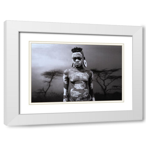 Mursi Teen Mago 3 White Modern Wood Framed Art Print with Double Matting by Yosifov, Svetlin
