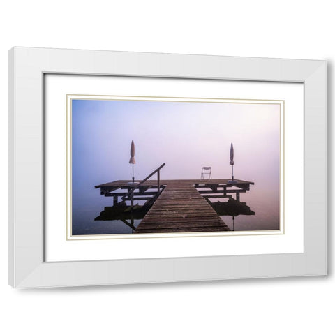 Where To Sit White Modern Wood Framed Art Print with Double Matting by Eisenmann, Ulrike