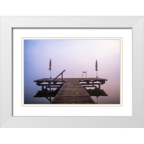 Where To Sit White Modern Wood Framed Art Print with Double Matting by Eisenmann, Ulrike