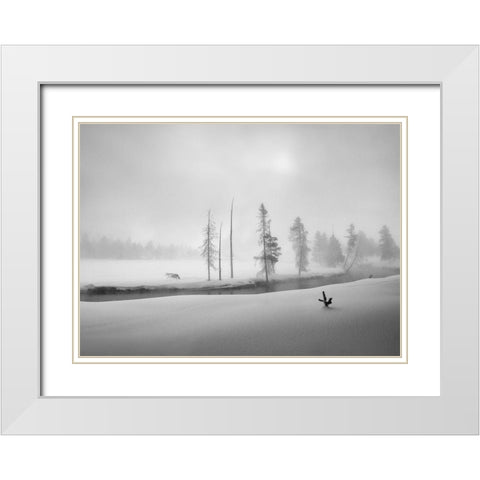 Morning Walk White Modern Wood Framed Art Print with Double Matting by Dou, Shenshen
