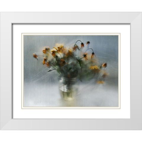 Fading Bouquet White Modern Wood Framed Art Print with Double Matting by Pneuma, Ala