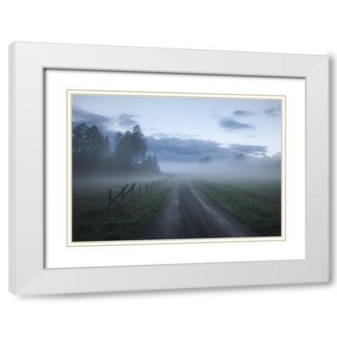 Moody Road White Modern Wood Framed Art Print with Double Matting by Lindsten, Christian