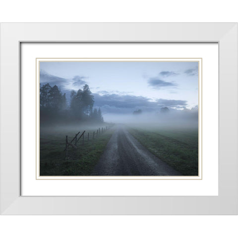 Moody Road White Modern Wood Framed Art Print with Double Matting by Lindsten, Christian