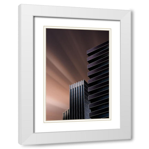 Lines In The Sky White Modern Wood Framed Art Print with Double Matting by Lopez Ruiz, Juan