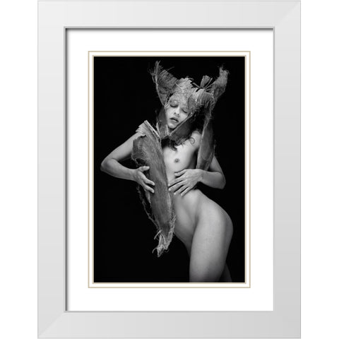Warrior White Modern Wood Framed Art Print with Double Matting by Gil Raga, Joan