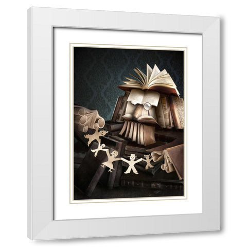 Family Stories White Modern Wood Framed Art Print with Double Matting by Kiciak, Christophe