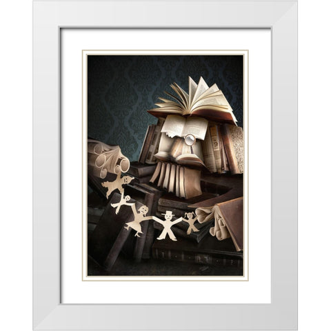 Family Stories White Modern Wood Framed Art Print with Double Matting by Kiciak, Christophe