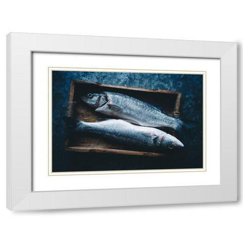 Two Fishes White Modern Wood Framed Art Print with Double Matting by Karina, Aleksandrova
