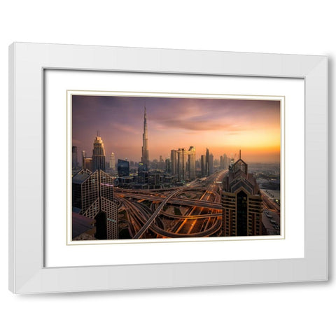 City Of Giants White Modern Wood Framed Art Print with Double Matting by Perez Aamp, Alvaro