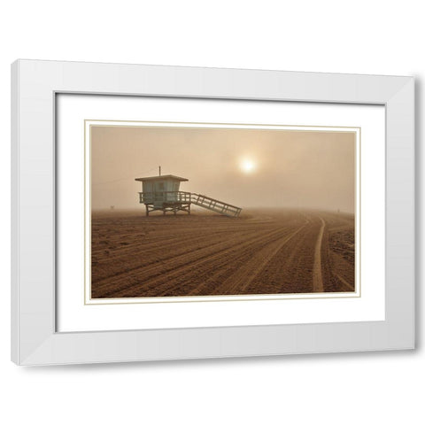 Fog On The Beach - Santa Monica White Modern Wood Framed Art Print with Double Matting by Froyda, Martin