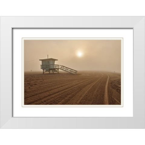 Fog On The Beach - Santa Monica White Modern Wood Framed Art Print with Double Matting by Froyda, Martin