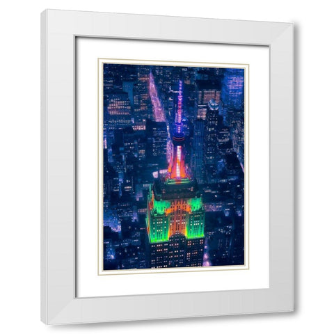 Top Of The Empire White Modern Wood Framed Art Print with Double Matting by De La, Javier