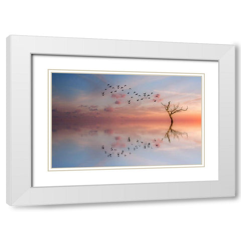 S.T. 006 White Modern Wood Framed Art Print with Double Matting by Gray, Dorian