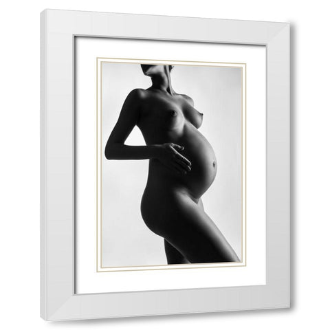 33 Weeks White Modern Wood Framed Art Print with Double Matting by Valevicius, Aurimas