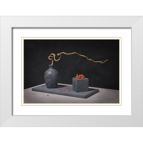 Corylus Avellana White Modern Wood Framed Art Print with Double Matting by Verot, Christophe