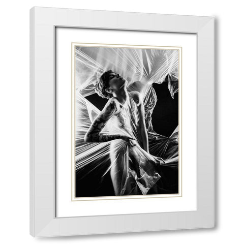 Untitled White Modern Wood Framed Art Print with Double Matting by Bousca, Bogdan