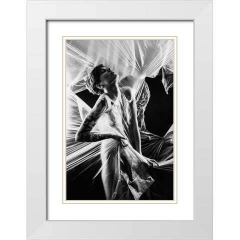 Untitled White Modern Wood Framed Art Print with Double Matting by Bousca, Bogdan