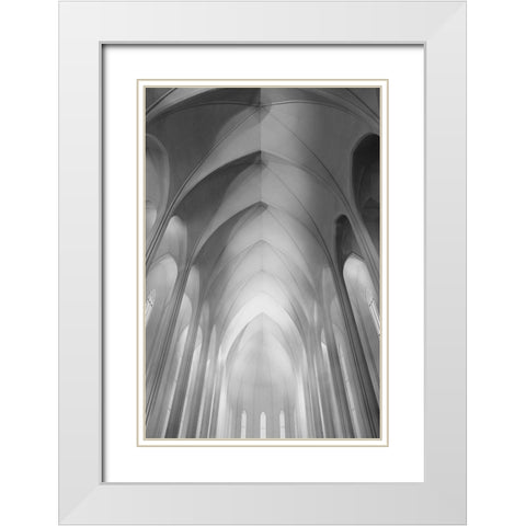 The Hallgrimskirkja In Reykjavik White Modern Wood Framed Art Print with Double Matting by Allen, Elizabeth