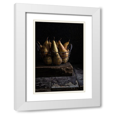 Basket Of Pears White Modern Wood Framed Art Print with Double Matting by VLAICU, Denisa