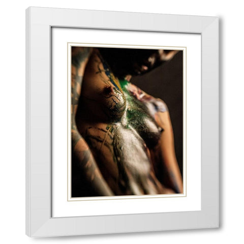 Untitled White Modern Wood Framed Art Print with Double Matting by Bousca, Bogdan