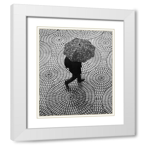 Rainy Day Patterns On The Embarcadero White Modern Wood Framed Art Print with Double Matting by Wechsler, Robin