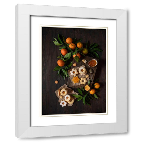 Mandarin Linzer Cookies White Modern Wood Framed Art Print with Double Matting by Popescu, Diana