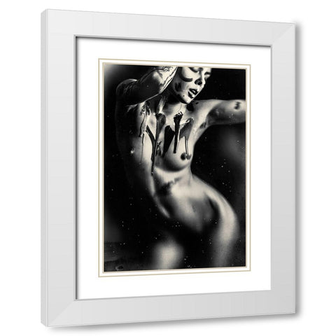 Untitled White Modern Wood Framed Art Print with Double Matting by Bousca, Bogdan