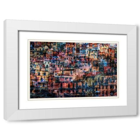 Manarola 1 White Modern Wood Framed Art Print with Double Matting by Della Latta, Massimo