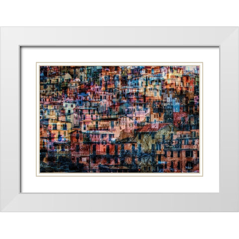 Manarola 1 White Modern Wood Framed Art Print with Double Matting by Della Latta, Massimo