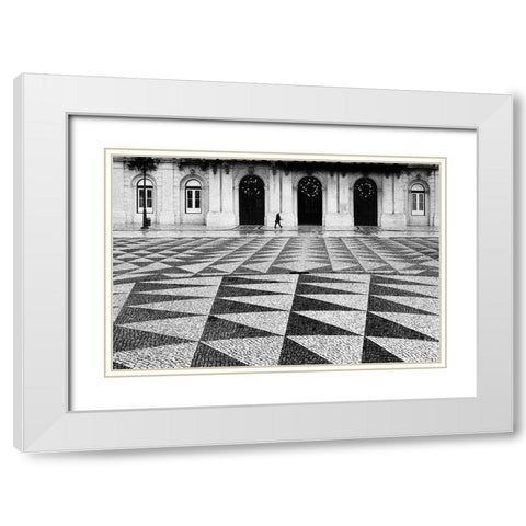Lonely Town Lonely Street White Modern Wood Framed Art Print with Double Matting by Abrantes, Paulo