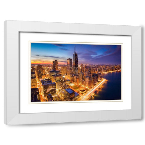 Chicago! Chicago! White Modern Wood Framed Art Print with Double Matting by Zheng, Michael