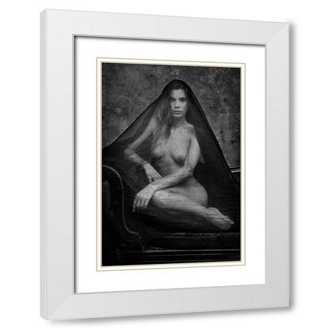 Lorena With Tulle White Modern Wood Framed Art Print with Double Matting by Gil Raga, Joan