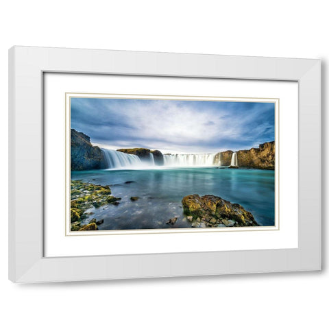 Godafoss White Modern Wood Framed Art Print with Double Matting by C. Sink, Jeffrey