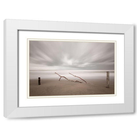 In The Wind White Modern Wood Framed Art Print with Double Matting by Della Latta, Massimo