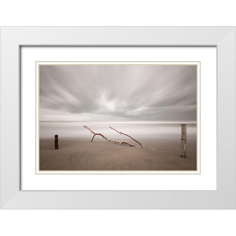 In The Wind White Modern Wood Framed Art Print with Double Matting by Della Latta, Massimo