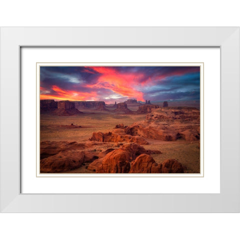 Hunts Mesa White Modern Wood Framed Art Print with Double Matting by Zheng, Michael